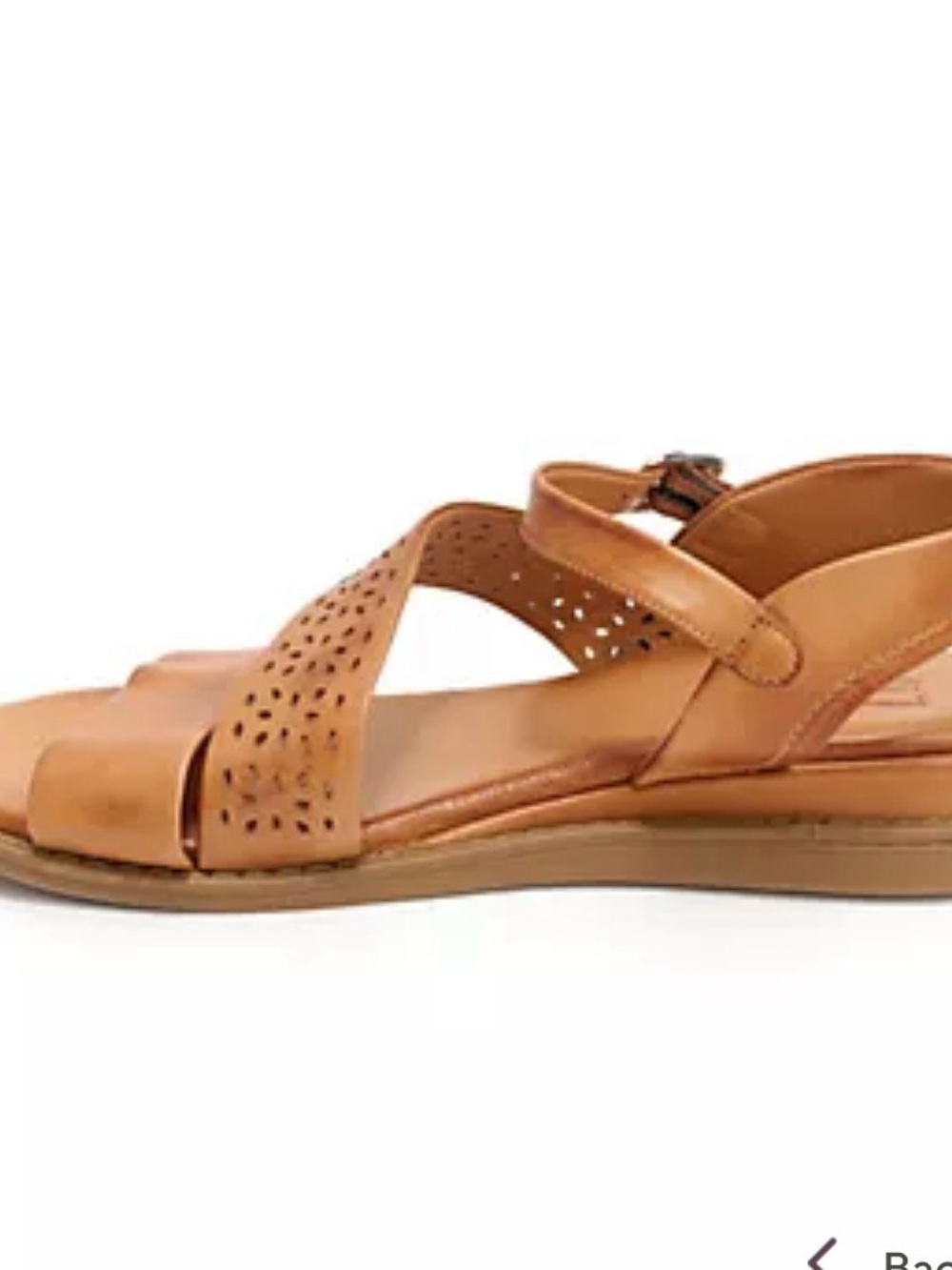 Miz Mooz Tan Leather Perforated Cross-Strap Slingback Sandals
